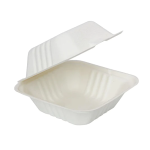 Shah Packaging Inc.  - 8" X 8" X 2.5" BAGASSE HINGED CONTAINER, 200/CS - H801