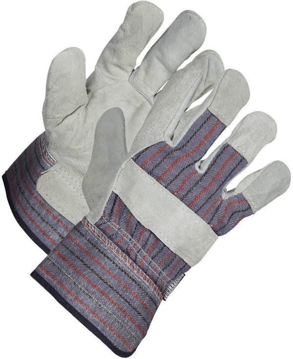 Shah Packaging Inc.  - Split Leather Patch Palm Work Safety Gloves with Denim Back and 2.5" Safety Cuff - 015-02525
