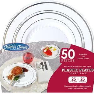 Shah Packaging Inc.  - 7" & 10" Clear Round Foil Trim Plates Combo - 1116050
