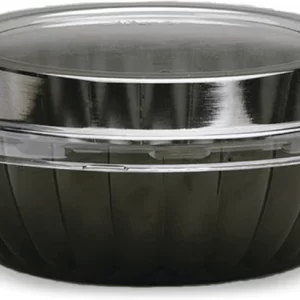 Shah Packaging Inc. – 32 Oz Black Plastic Bowls With Lids Combo, 100/Cs – D773299SP