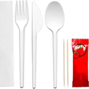 Shah Packaging Inc. - 5 Pc Knife, Fork, Napkin, Salt, Pepper Cutlery Kit, 250/Cs - DZPP0501
