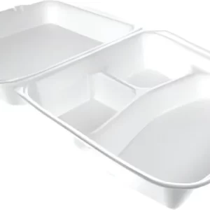 Shah Packaging Inc. . - 9.3 x 9.8 x 3", FST-6A Foam Container 3-Compartment with Hinged Lid, 200/Cs - 87519