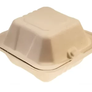Shah Packaging Inc. . - 6" x 6" x 3.2", SQP6 Bagasse Hinged Container, 500/cs - 37711