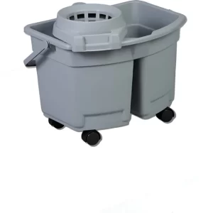 Shah Packaging Inc. - 14 L Heavy Duty Double Bucket With Cone Wringer and Wheels - 134491