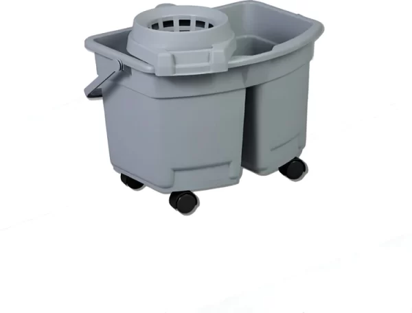 Shah Packaging Inc. - 14 L Heavy Duty Double Bucket With Cone Wringer and Wheels - 134491
