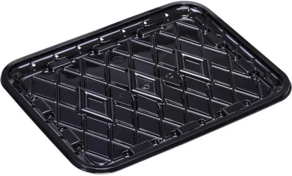 Shah Packaging Inc. . - 10.12 x 8 x 0.67", #8S Black RPET Plastic Meat Tray, 300/Cs - 86613