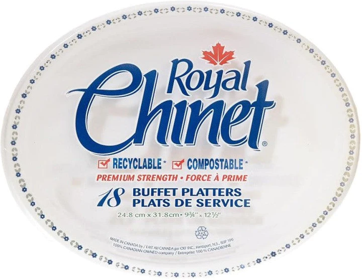 Shah Packaging Inc. . - 9.75 x 12.5" Royal Chinet Platter Flower & Leaf, 8 Packs/Cs - 10109