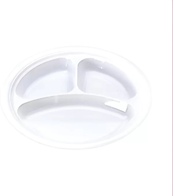 Shah Packaging Inc. - 10.5" White 3 Compartment Plastic Plates, 500/cs - D592601DC1