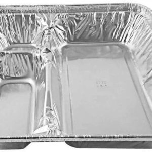 Shah Packaging Inc. - Oblong 3-Compartment Foil Tray with Lid, 250/Cs - 2345-35-250W