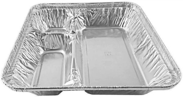 Shah Packaging Inc. - Oblong 3-Compartment Foil Tray with Lid, 250/Cs - 2345-35-250W