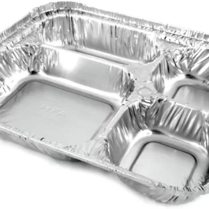 Shah Packaging Inc. - Oblong 4-Compartment Foil Tray with Lid, 250/Cs - 4145-00-250W