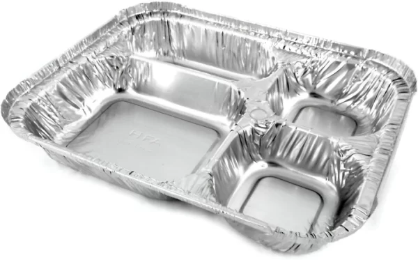 Shah Packaging Inc. - Oblong 4-Compartment Foil Tray with Lid, 250/Cs - 4145-00-250W