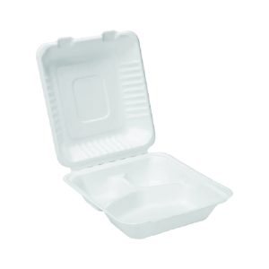 Bagasse Container 9''x9'' 3 Comp PFAS FREE (200/cs)