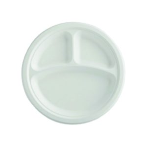 Bagasse Plate 9'' 3 Comp PFAS FREE (500/cs)